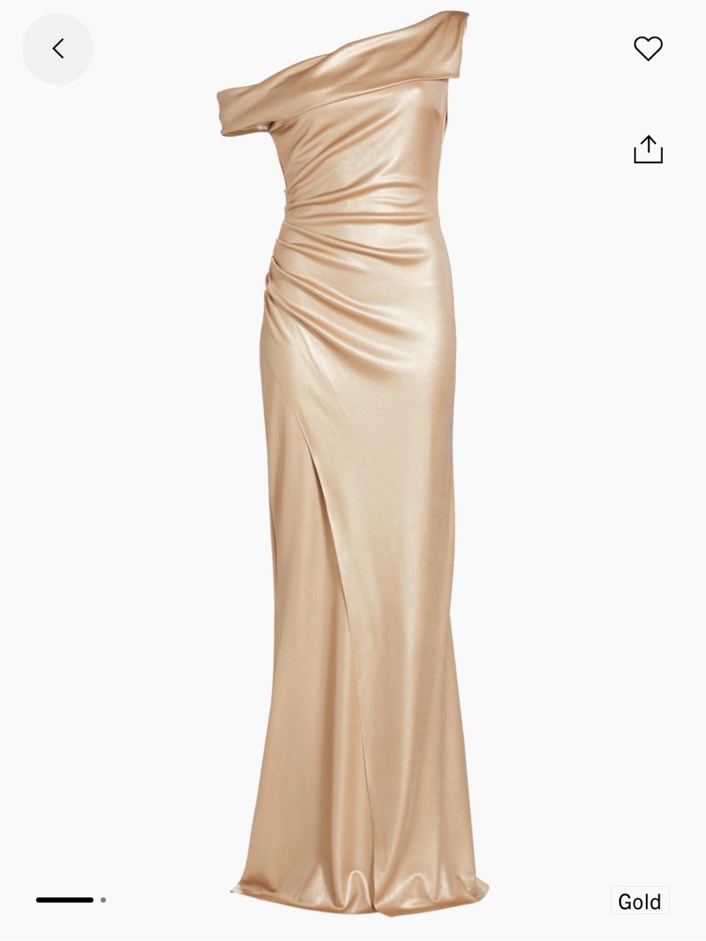Chiara Boni One-Shoulder Gold Satin Gown